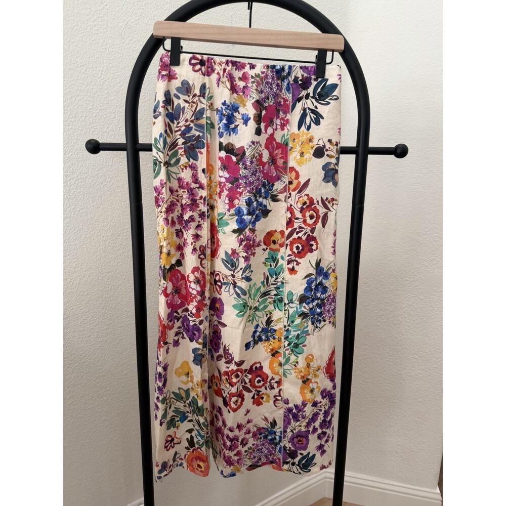 Johnny Was NEW Linen Floral Evalon Maxi Skirt, XS